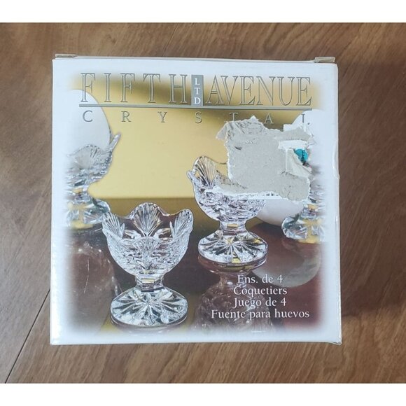 Fifth Avenue Crystal "Portico" Set Of 4 Egg Holders 24% Lead Crystal - Picture 1 of 5